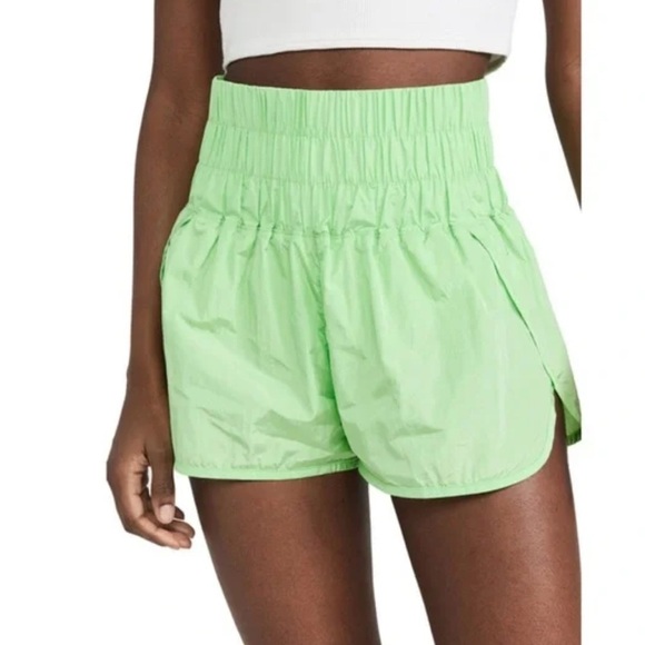 Vibrant Green High Waist Shorts with Stretch Fabric - Picture 1 of 7
